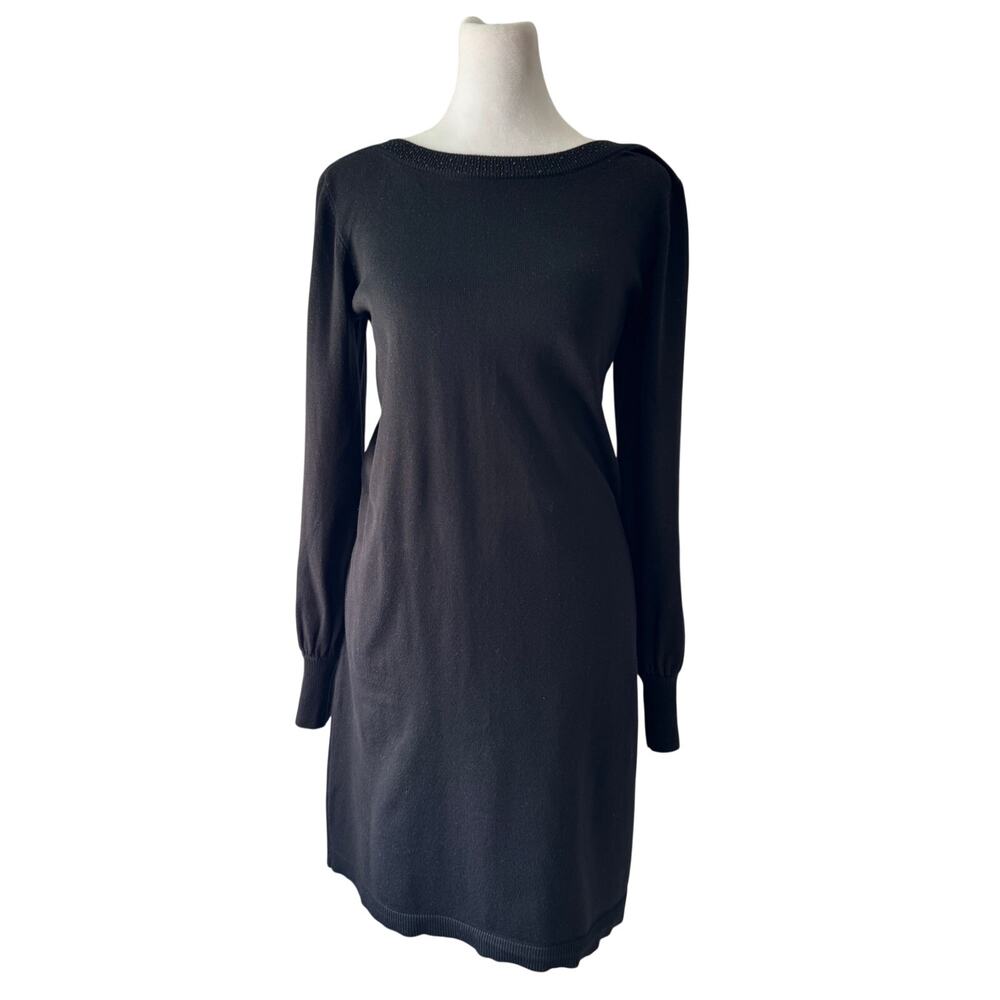 Cable & Gauge Black Beaded Long Sleeve Sweater Dress